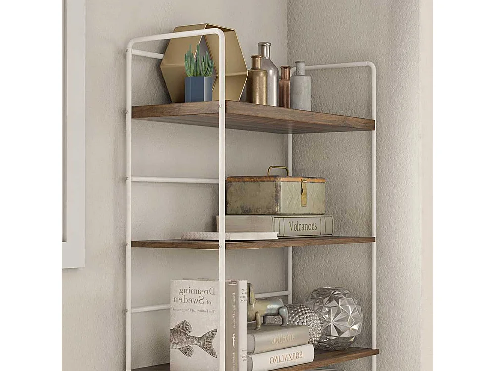 Retro Bücherregal in Walnussfarben und Weiß 152 cm hoch