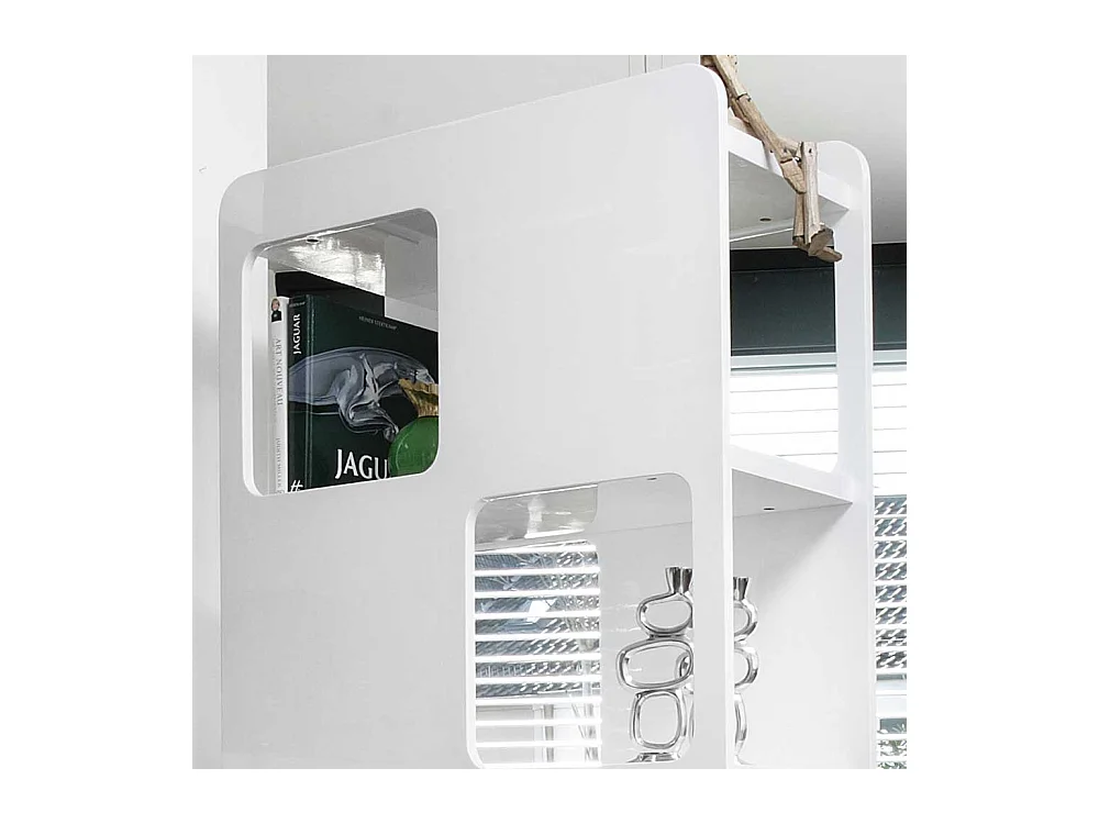 Wohnzimmer Regal Raumteiler Weiß Hochglanz lackiert