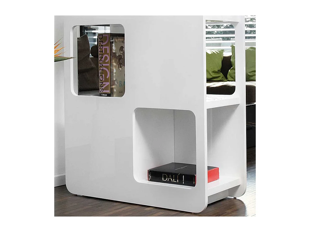 Wohnzimmer Regal Raumteiler Weiß Hochglanz lackiert