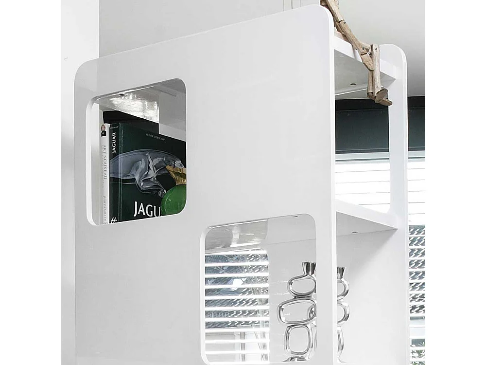 Wohnzimmer Regal Raumteiler Weiß Hochglanz lackiert