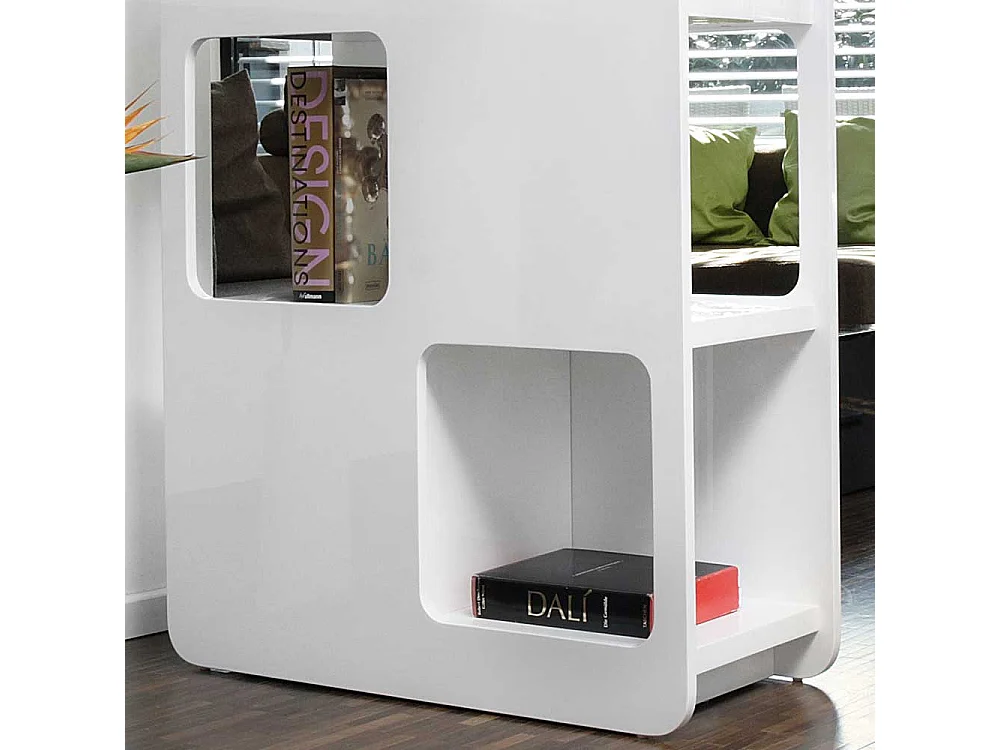 Wohnzimmer Regal Raumteiler Weiß Hochglanz lackiert
