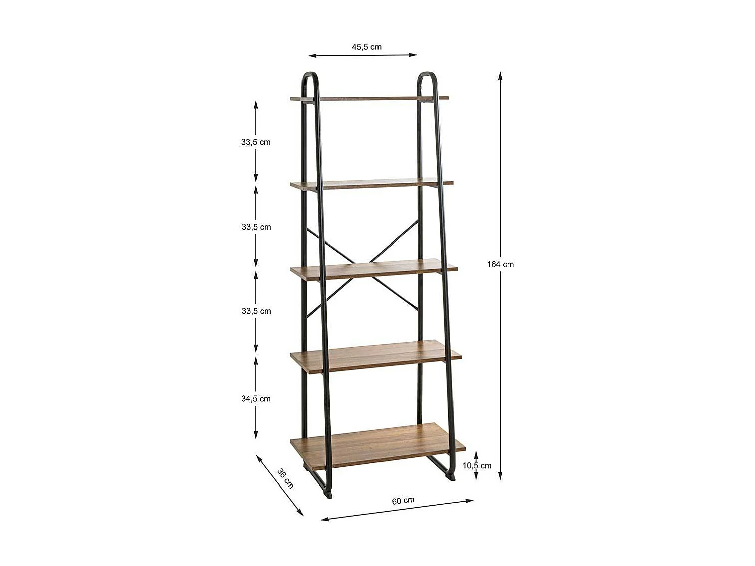 Schmales Regal mit Metallgestell Eichefarben & Schwarz