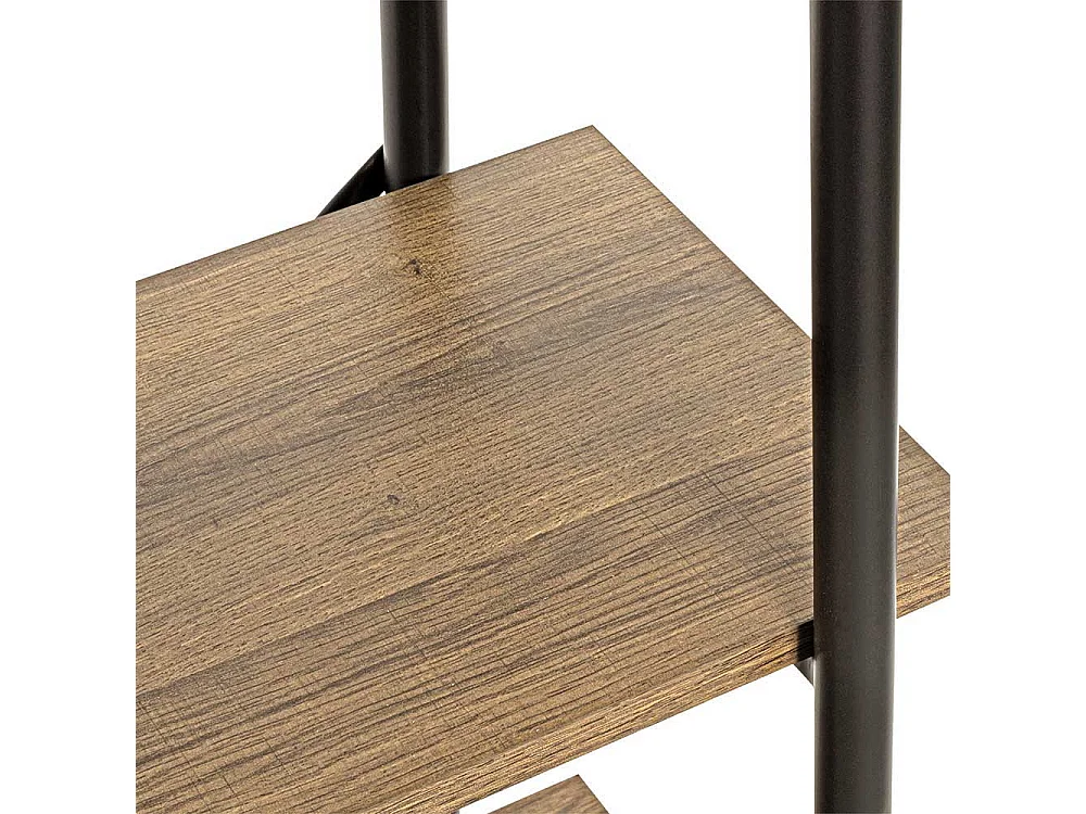 Schmales Regal mit Metallgestell Eichefarben & Schwarz