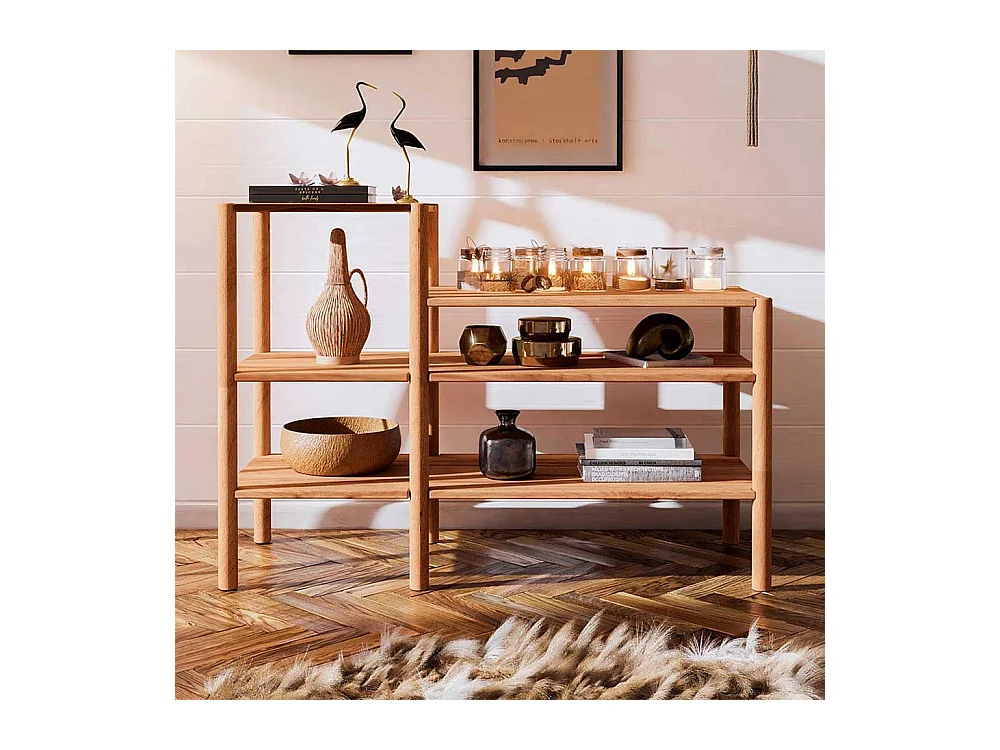 Raumteilerregal aus Wildbuche Massivholz 115 cm breit - 86 cm hoch