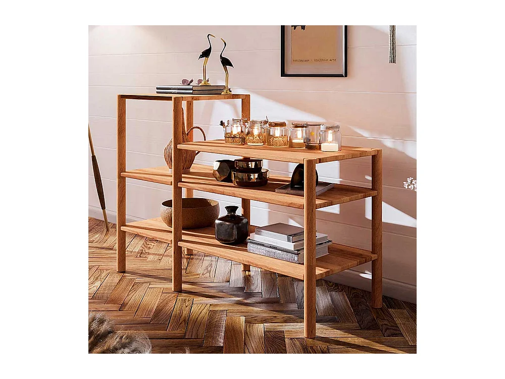 Raumteilerregal aus Wildbuche Massivholz 115 cm breit - 86 cm hoch