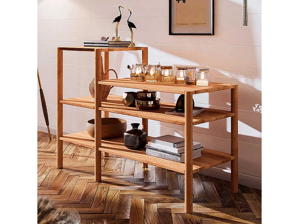 Raumteilerregal aus Wildbuche Massivholz 115 cm breit - 86 cm hoch