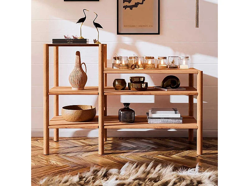 Raumteilerregal aus Wildbuche Massivholz 115 cm breit - 86 cm hoch