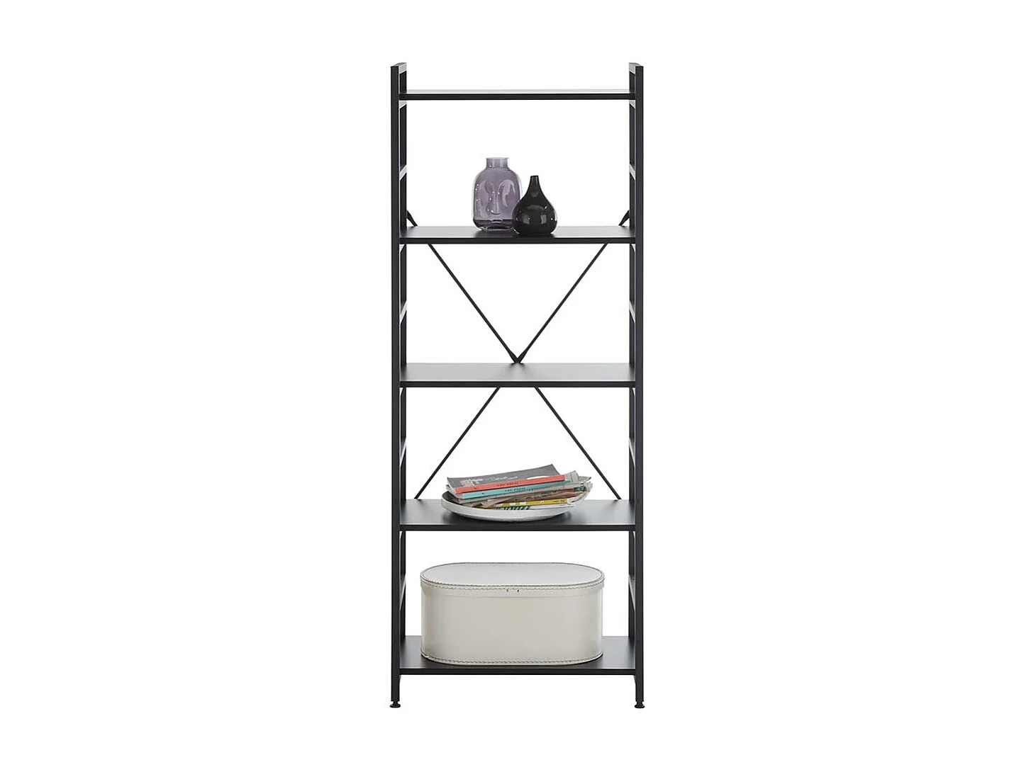 Industriestil Buecherregal in Schwarz 60 cm breit - unterschiedliche Höhen