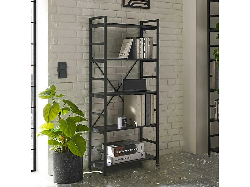 Industriestil Buecherregal in Schwarz 60 cm breit - unterschiedliche Höhen