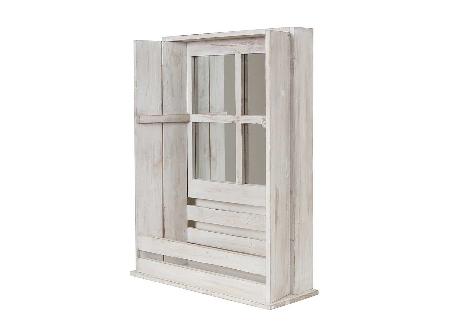 Regal in Fenster Optik aus Spiegelglas Tanne Massivholz