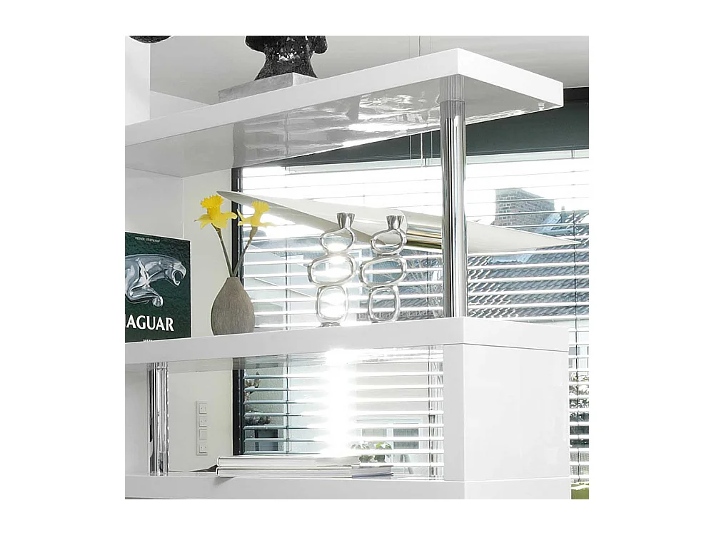 Hochglanz Bücherregal in Weiß und Chromfarben 165 cm hoch