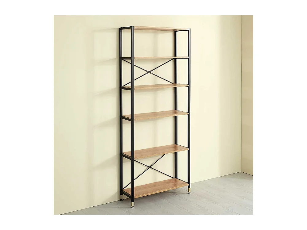 Standregal in Schwarz und Akazienfarben 210 cm hoch