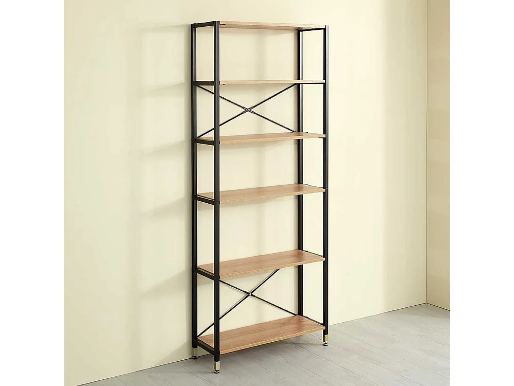 Standregal in Schwarz und Akazienfarben 210 cm hoch