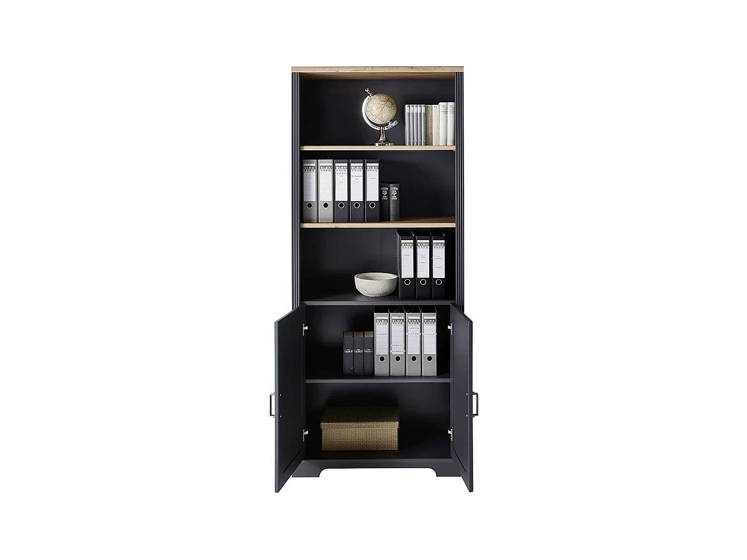 Wohnbüro Regal in Dunkelgrau Eiche Holzoptik