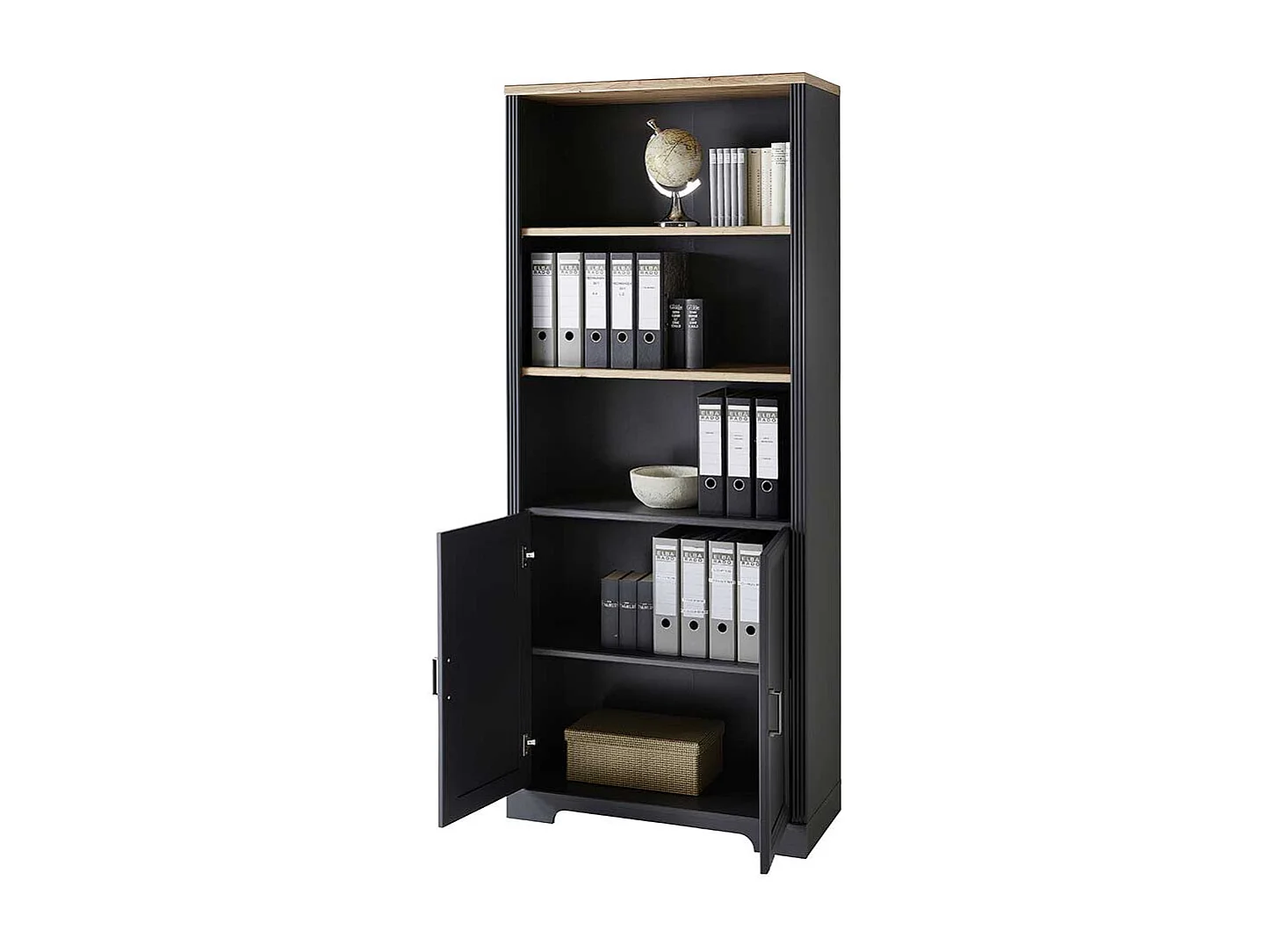 Wohnbüro Regal in Dunkelgrau Eiche Holzoptik