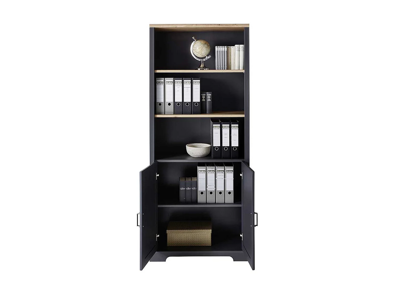 Wohnbüro Regal in Dunkelgrau Eiche Holzoptik