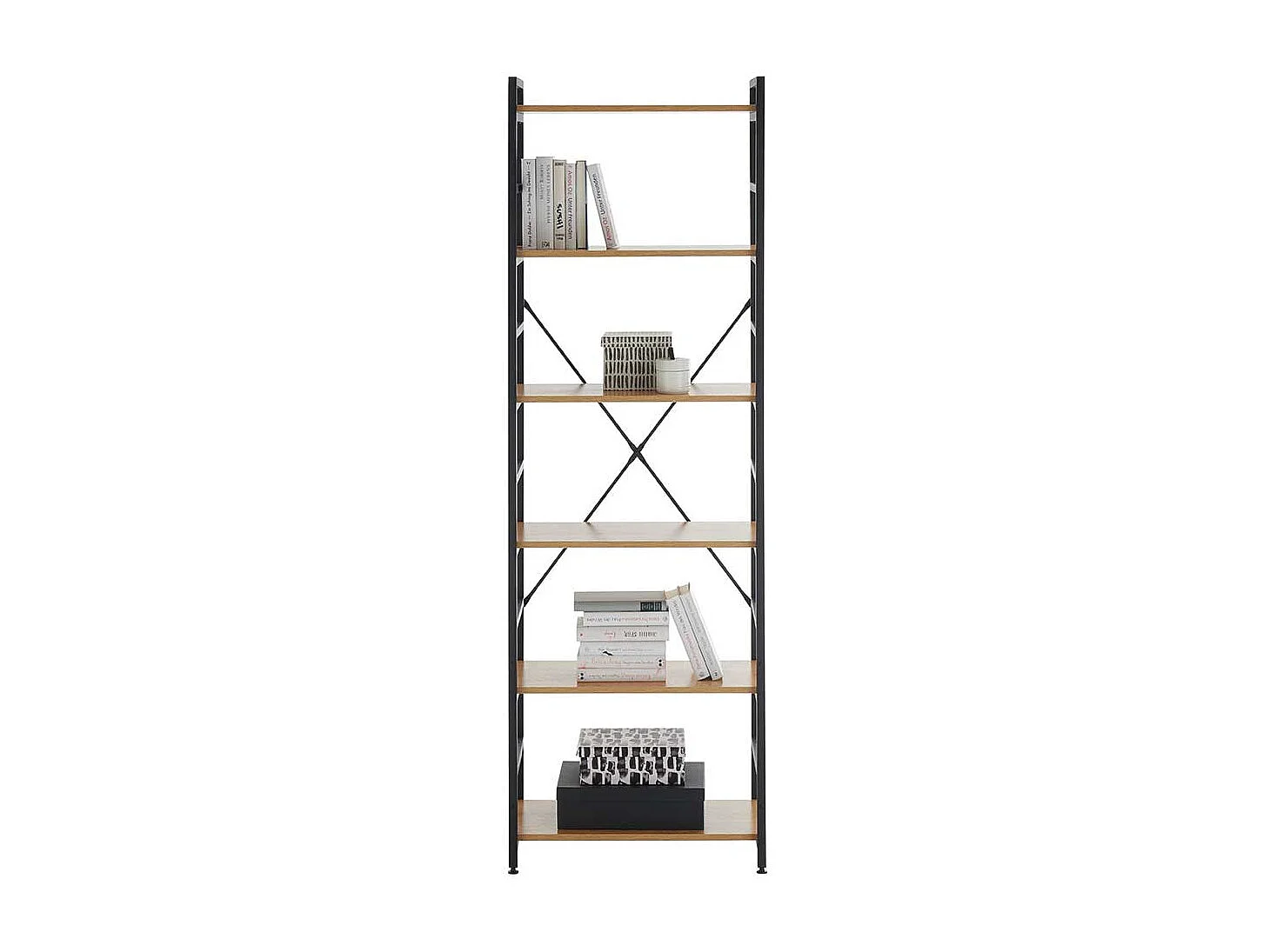 Factory Bücher Regal in Wildeichefarben und Schwarz Industry und Loft Stil