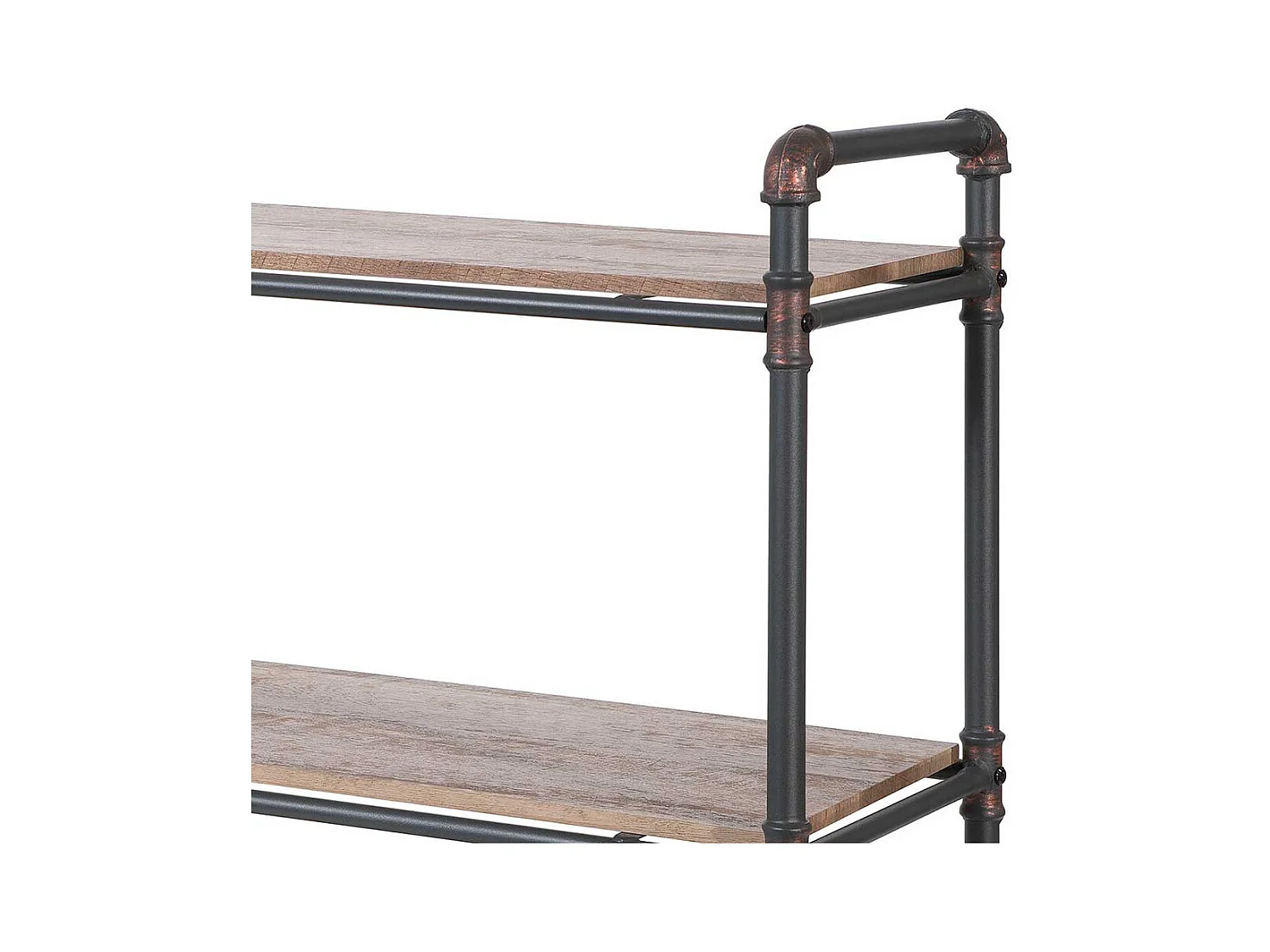 Industriedesign Regal in Schwarz und Holz verwitterter Optik 90 cm hoch