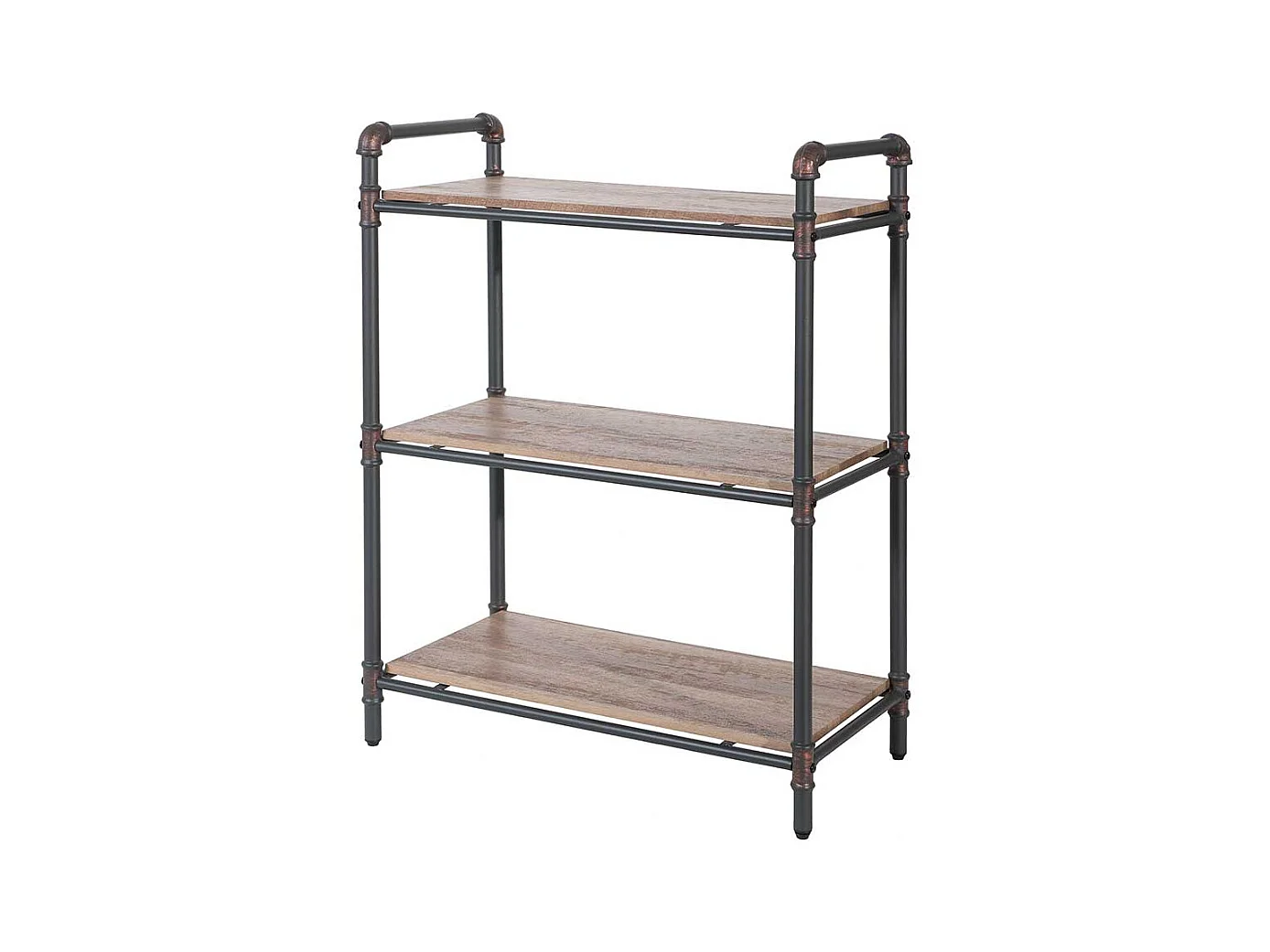 Industriedesign Regal in Schwarz und Holz verwitterter Optik 90 cm hoch