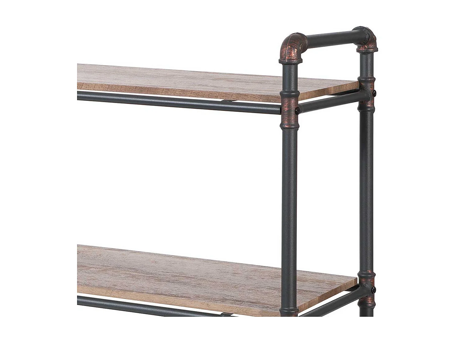 Industriedesign Regal in Schwarz und Holz verwitterter Optik 90 cm hoch