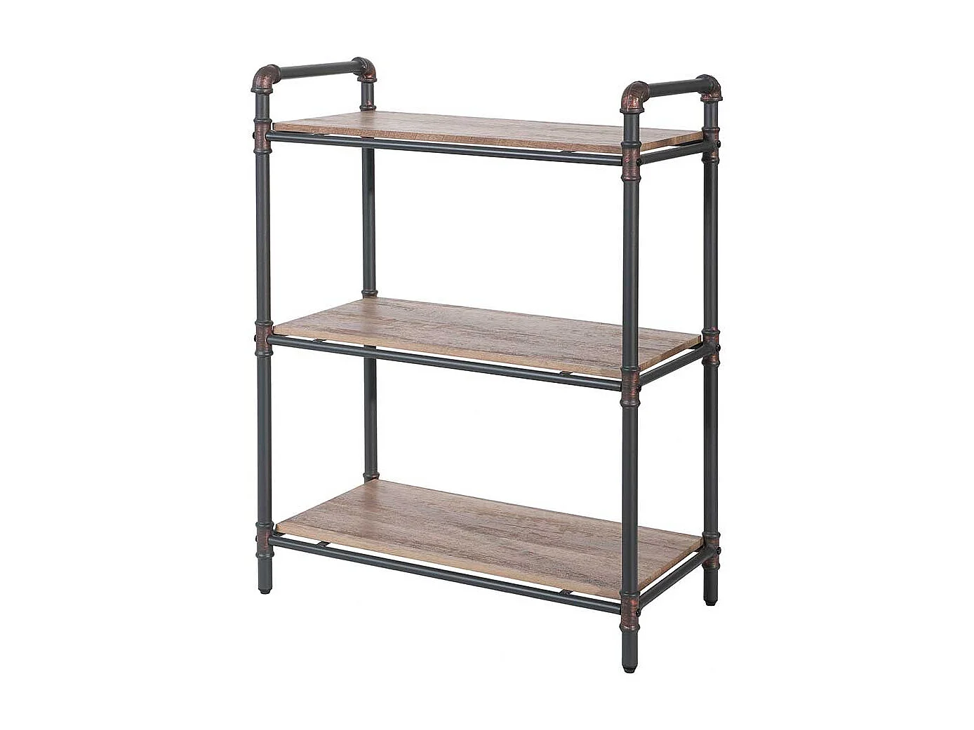 Industriedesign Regal in Schwarz und Holz verwitterter Optik 90 cm hoch