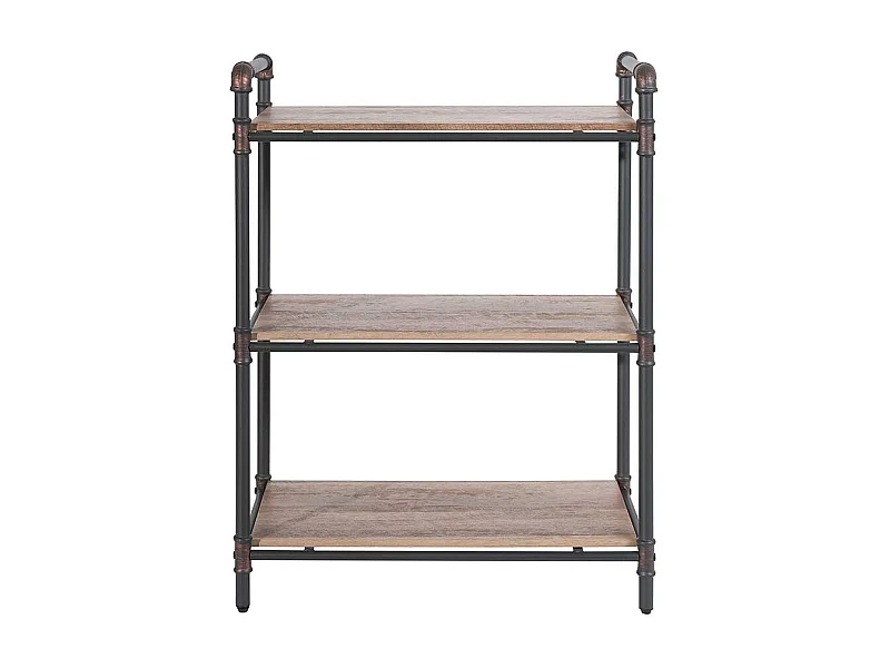 Industriedesign Regal in Schwarz und Holz verwitterter Optik 90 cm hoch