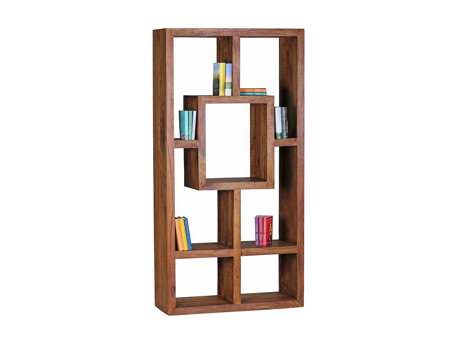 Design Regal aus Sheesham Massivholz 180 cm hoch