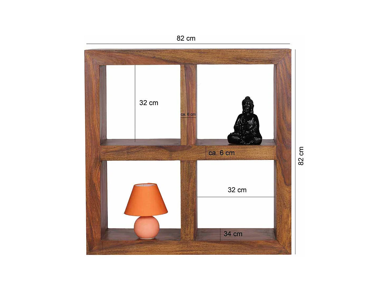 Bücherregal aus Sheesham Massivholz 4 Fächer