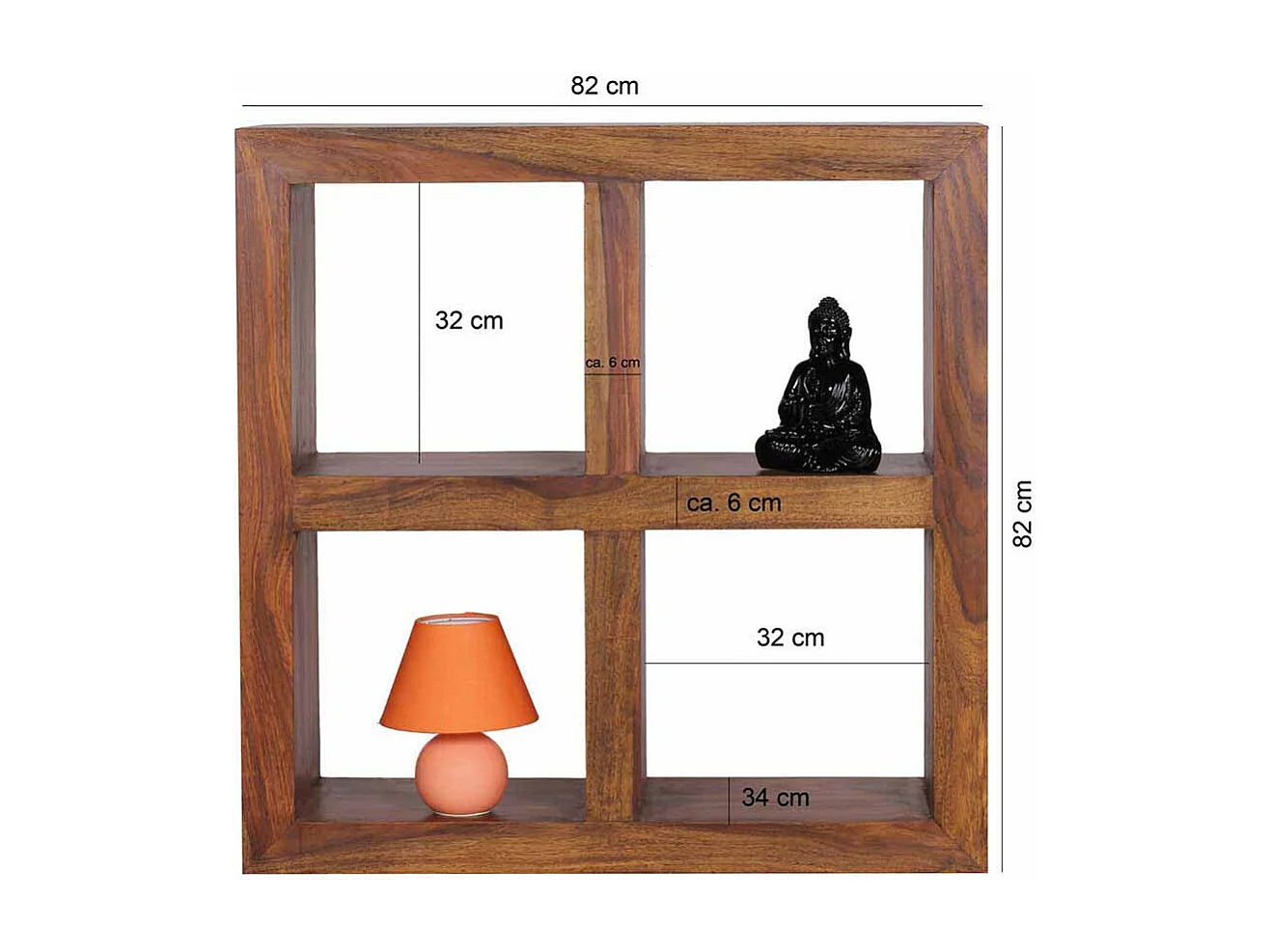 Bücherregal aus Sheesham Massivholz 4 Fächer