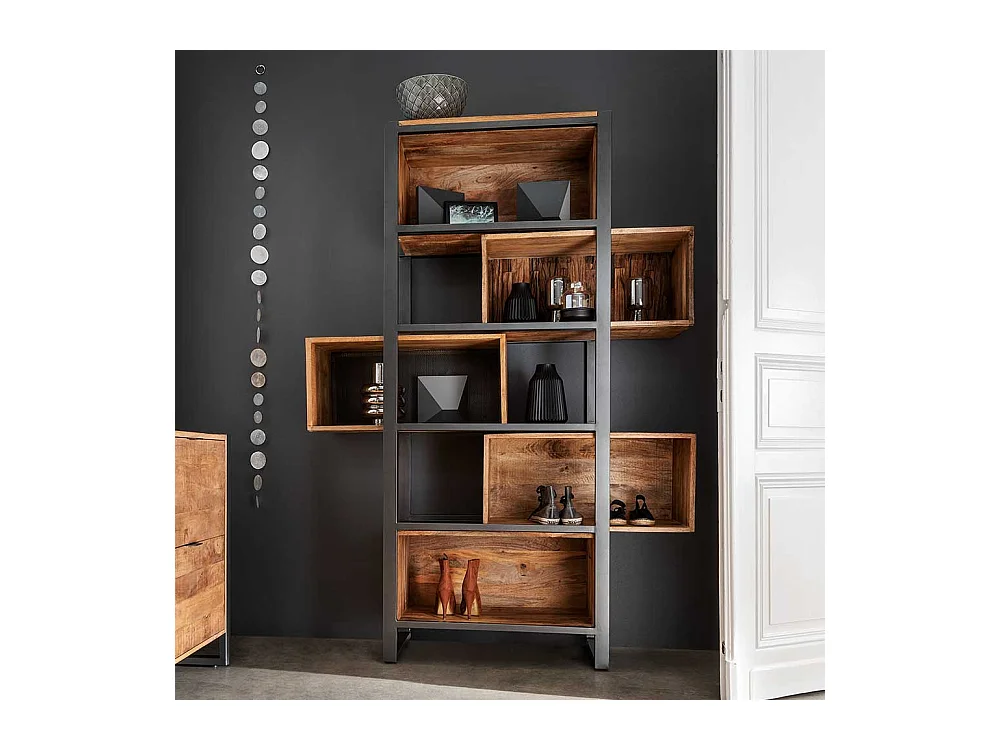 Wohnzimmer Regal im Industry und Loft Stil Recyclingholz und Metall