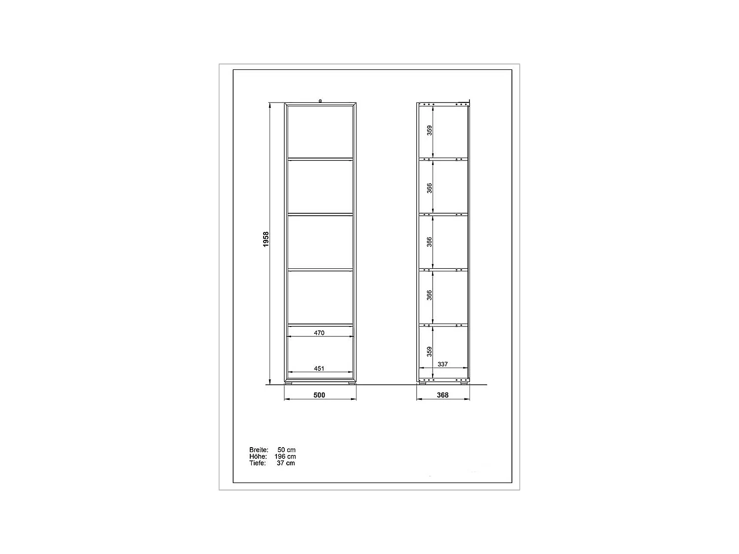 Standregal in Weiß 50 cm breit