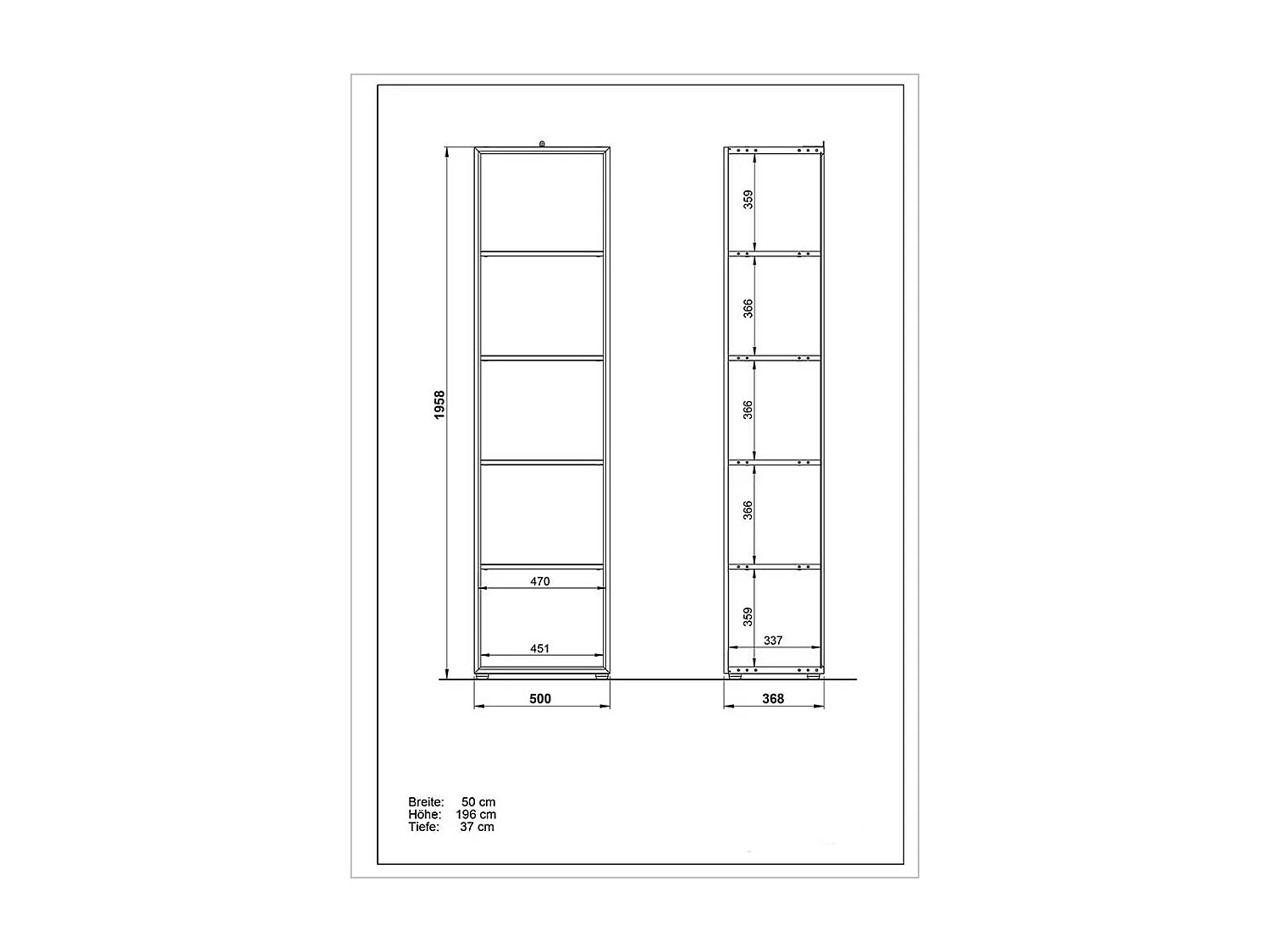 Standregal in Weiß 50 cm breit