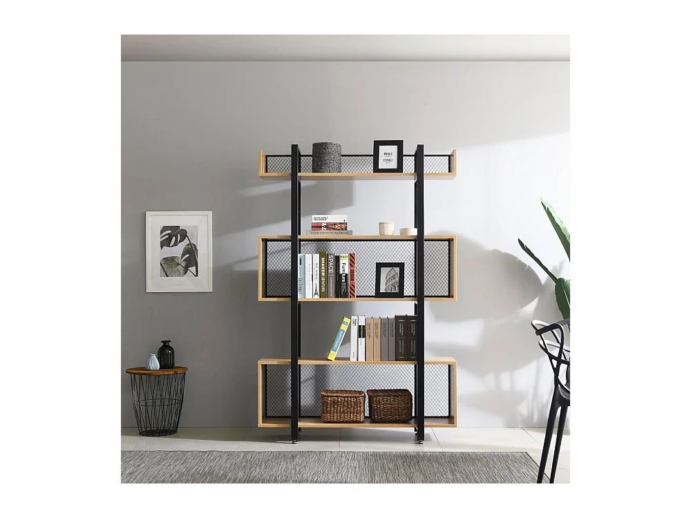 Bücherregal Raumteiler mit Vierfußgestell aus Metall und offenen Fächern