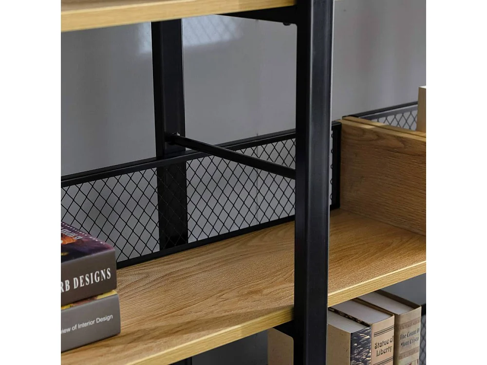 Bücherregal Raumteiler mit Vierfußgestell aus Metall und offenen Fächern