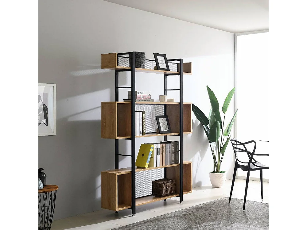 Bücherregal Raumteiler mit Vierfußgestell aus Metall und offenen Fächern