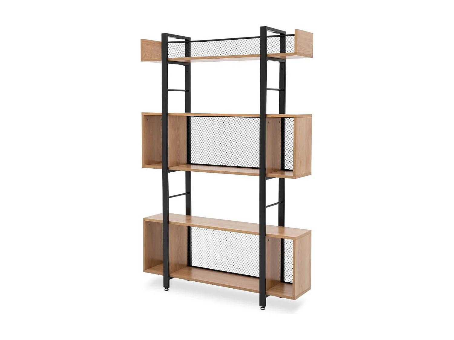 Bücherregal Raumteiler mit Vierfußgestell aus Metall und offenen Fächern