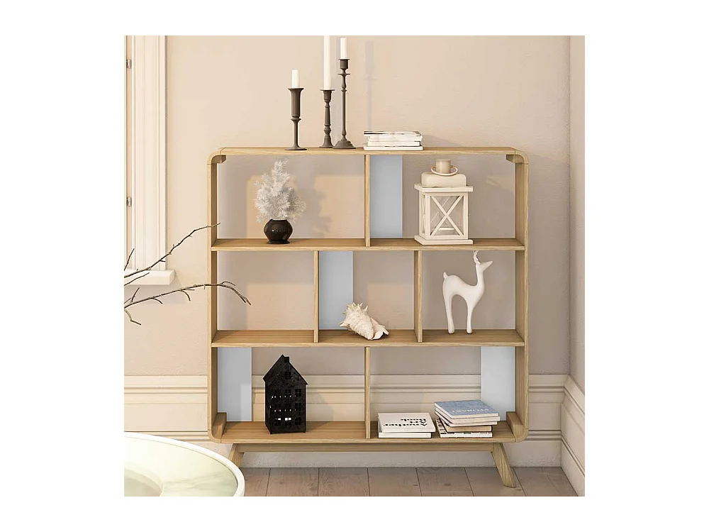 Raumteiler Regal in Holz Naturfarben Skandi Design