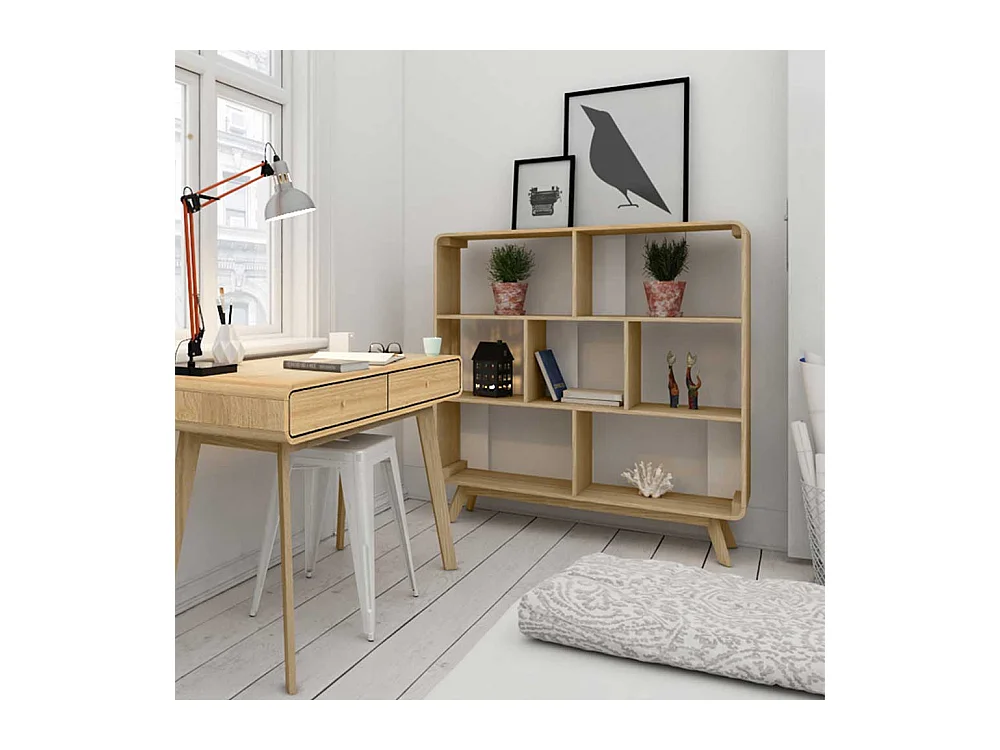 Raumteiler Regal in Holz Naturfarben Skandi Design