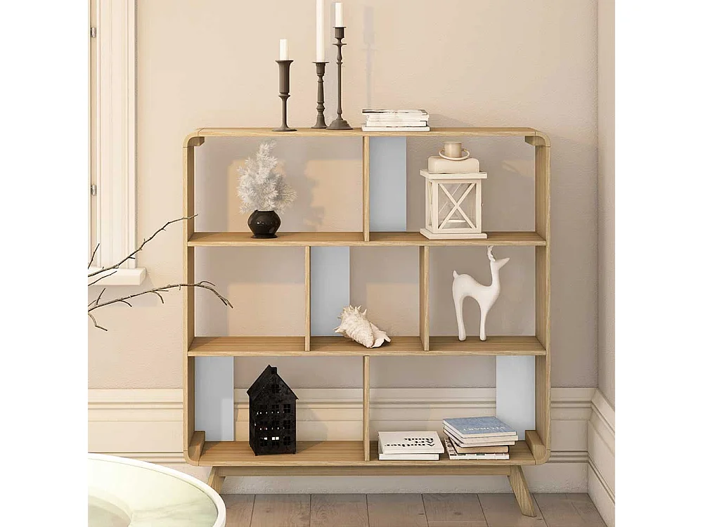 Raumteiler Regal in Holz Naturfarben Skandi Design