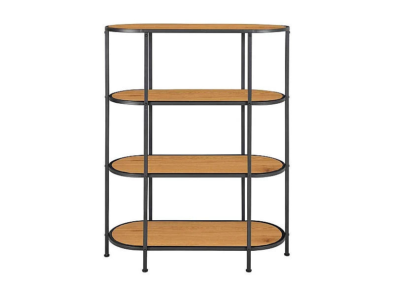 Modernes Buchregal in Eichefarben und Schwarz ovale Form