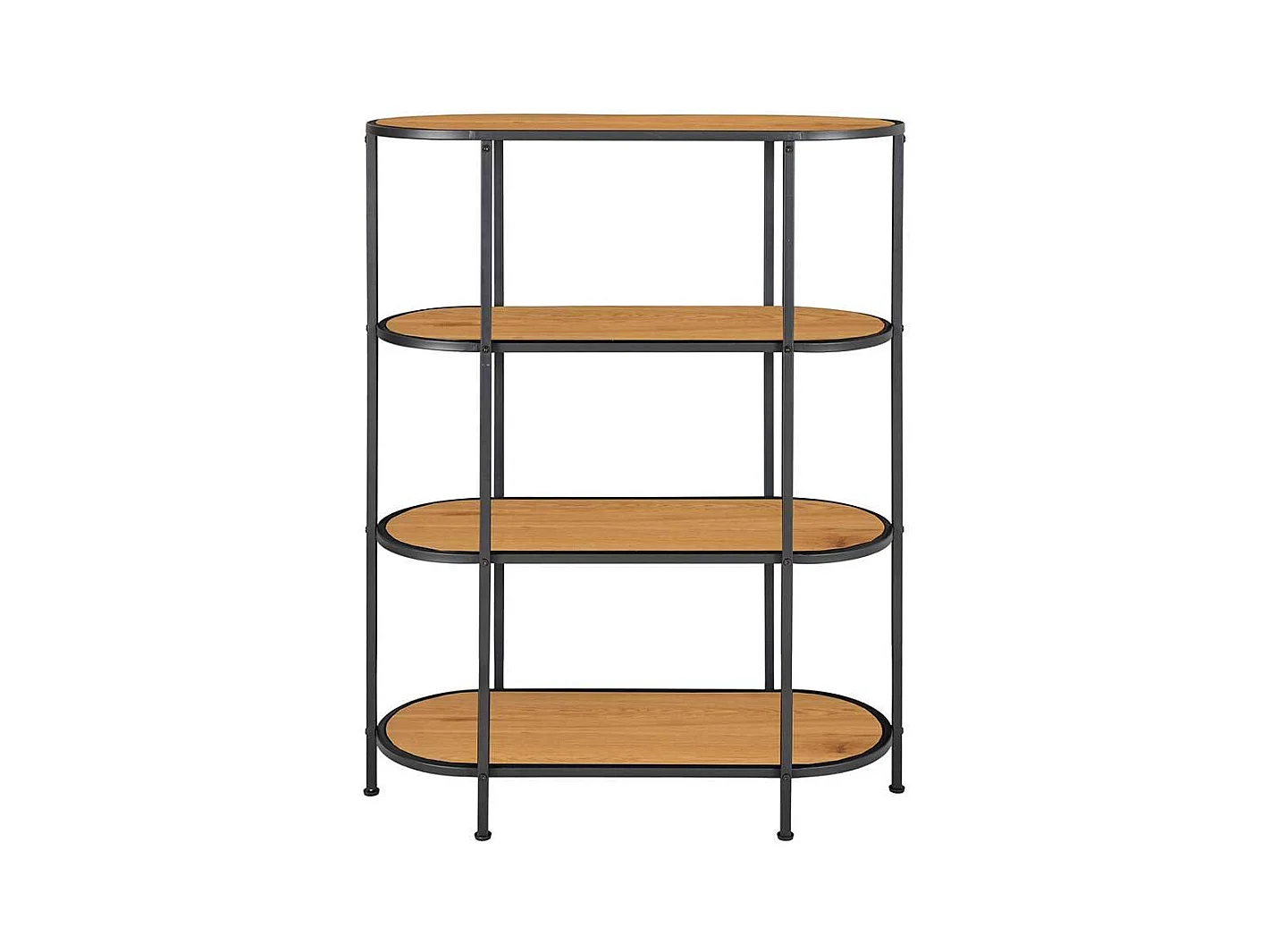 Modernes Buchregal in Eichefarben und Schwarz ovale Form