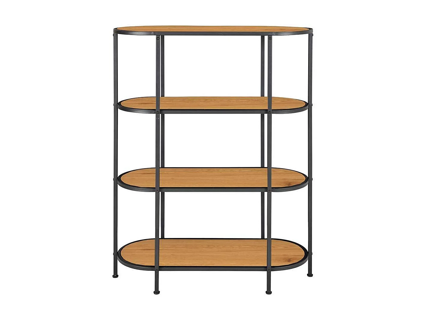 Modernes Buchregal in Eichefarben und Schwarz ovale Form