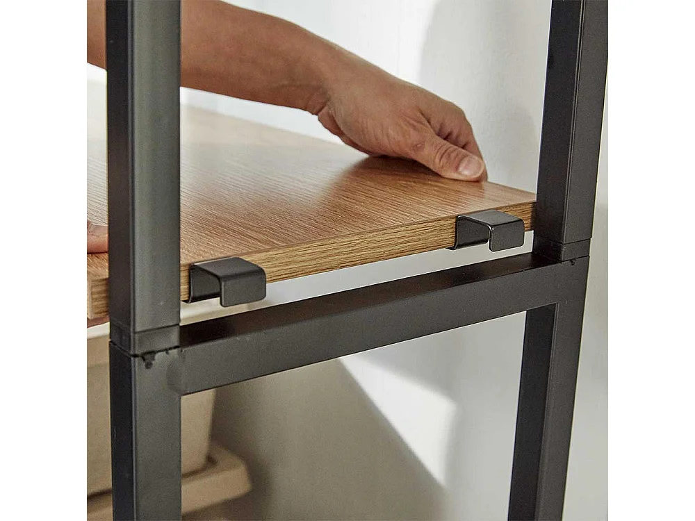 Wohnzimmerregal in Schwarz und Akazienfarben 45 cm breit