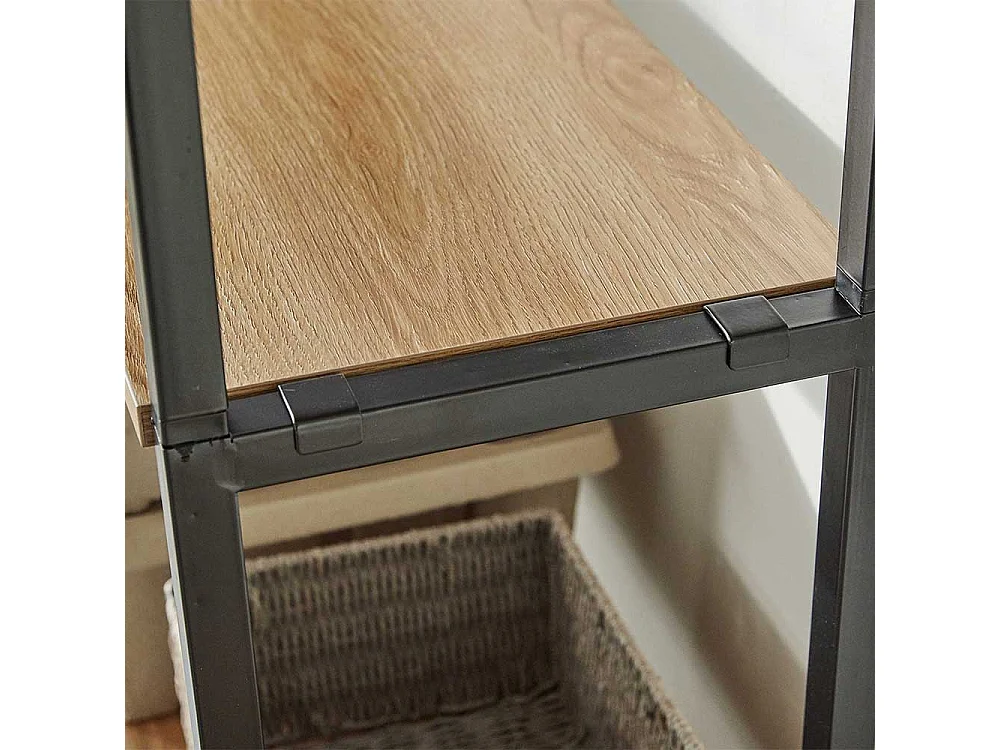 Wohnzimmerregal in Schwarz und Akazienfarben 45 cm breit