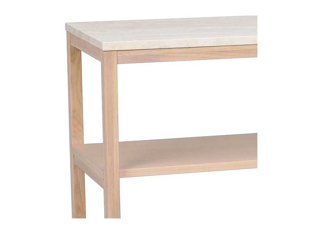 Modernes Bücher Regal in Eiche White Wash mit Marmordeckplatte 75 cm hoch