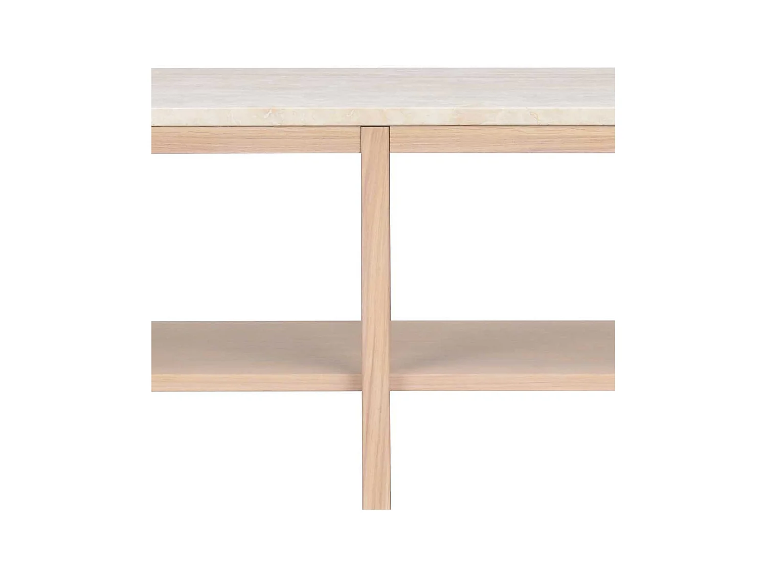 Modernes Bücher Regal in Eiche White Wash mit Marmordeckplatte 75 cm hoch