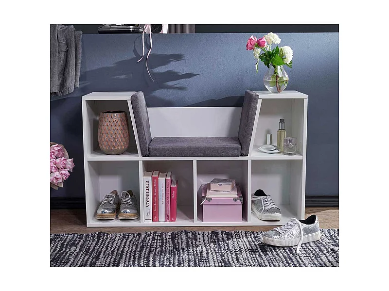 Regal mit Bank in Weiß 30 cm tief