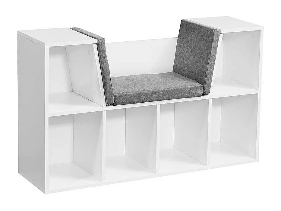 Regal mit Bank in Weiß 30 cm tief