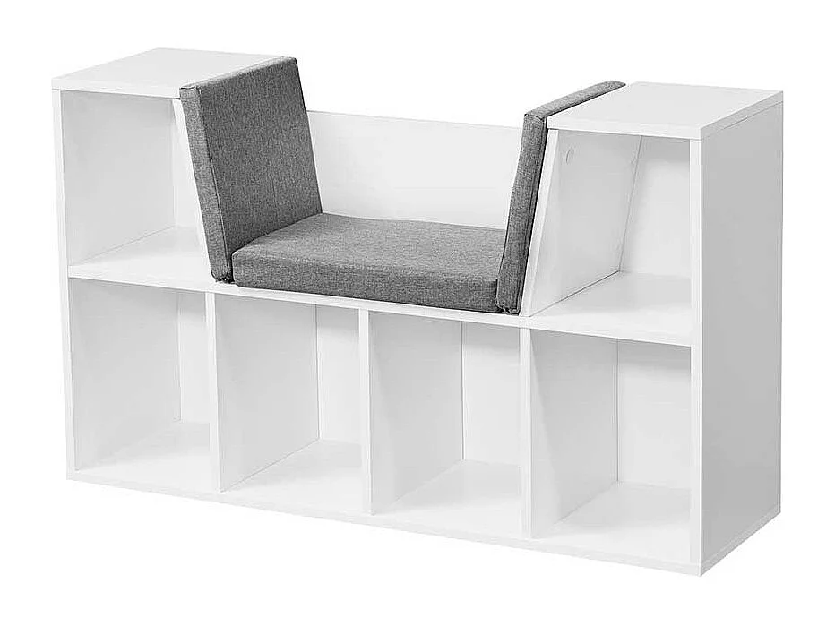 Regal mit Bank in Weiß 30 cm tief