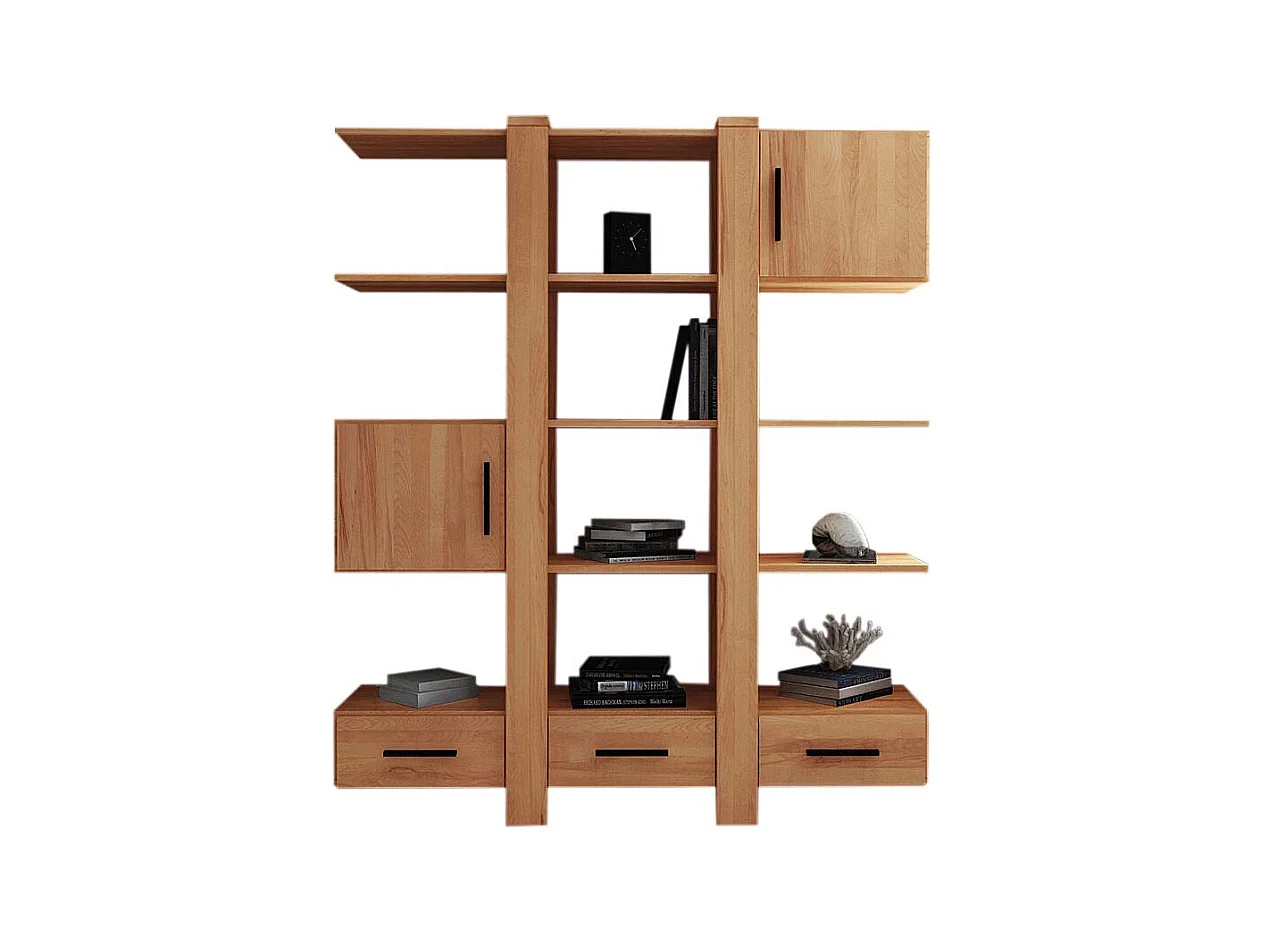 Massivholz Regalwand aus Kernbuche geölt mit Türen